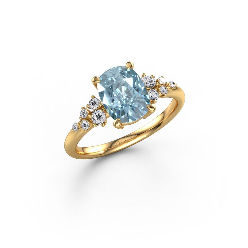 Engagement ring Royce CSH 585 gold blue lab grown diamond 8.7x6.6 mm