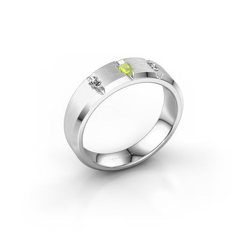 Image of Men's ring justin<br/>585 white gold<br/>Peridot 2.5 mm