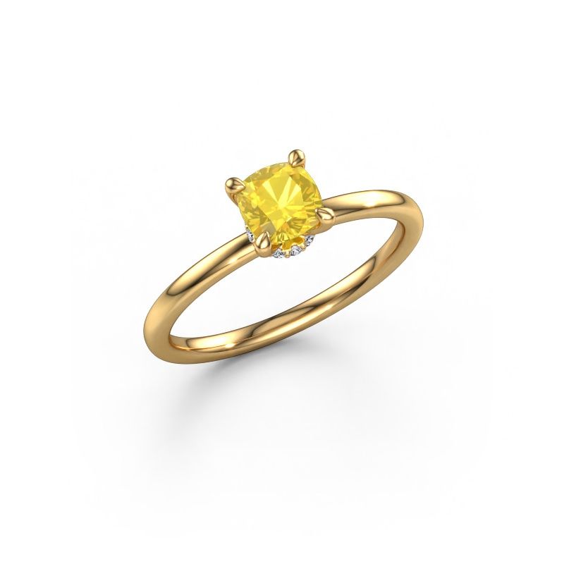 Bague de fiançailles Crystal CUS 3 585 or jaune saphir jaune 5 mm