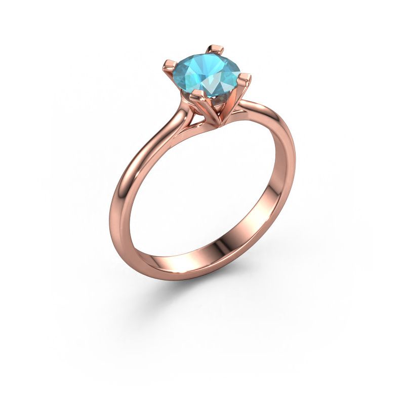 Bague de fiançailles Isa 1 585 or rose topaze bleue 5.7 mm