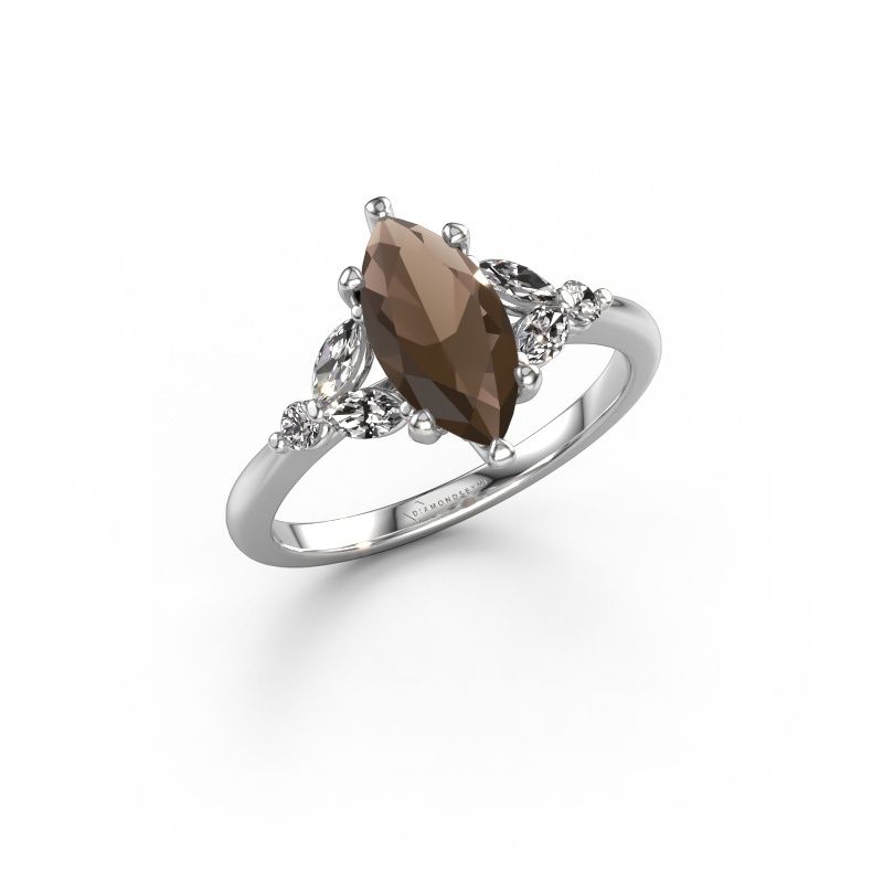 Verlovingsring Megan MRQ 585 witgoud rookkwarts 11x5.5 mm