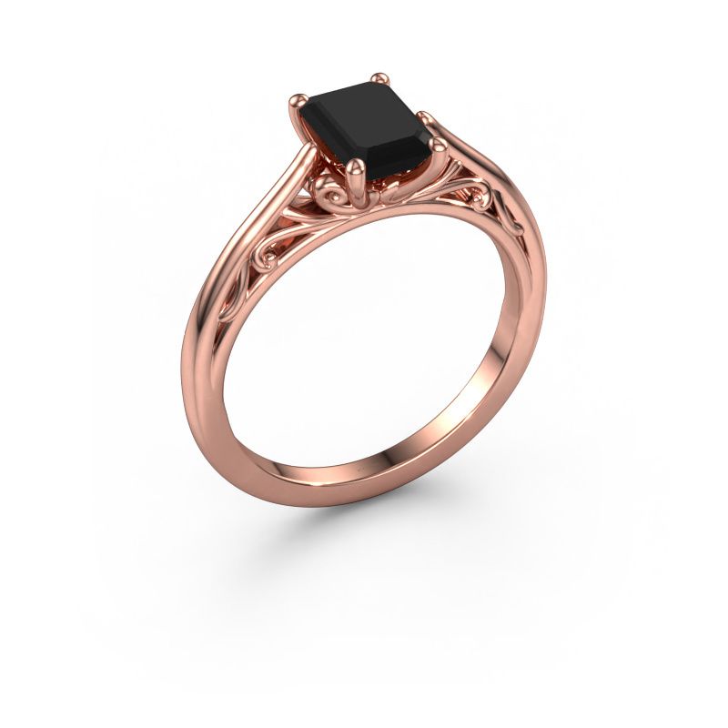 Verlovingsring Shannon eme 585 rosé goud zwarte diamant 1.380 crt
