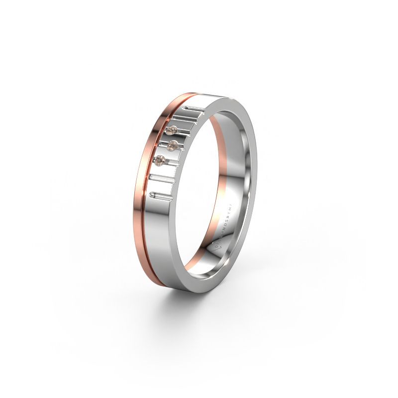 Vriendschapsring WH0332L14X 585 witgoud bruine diamant ±4x1.5 mm