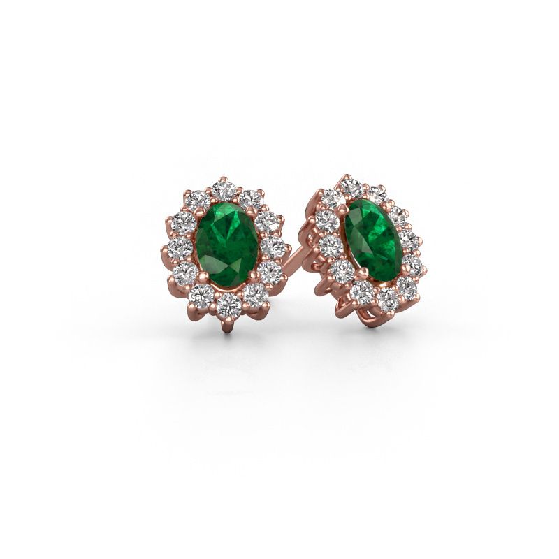 Earrings Margien 585 rose gold emerald 6x4 mm
