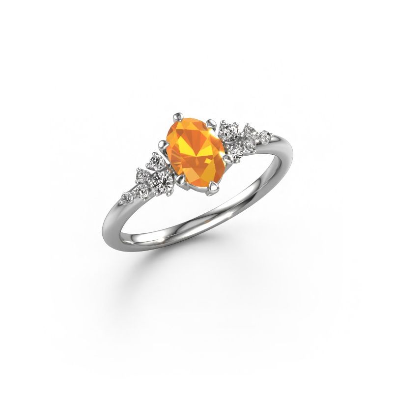 Ring Royce OVL 585 Weißgold Citrin 7x5 mm