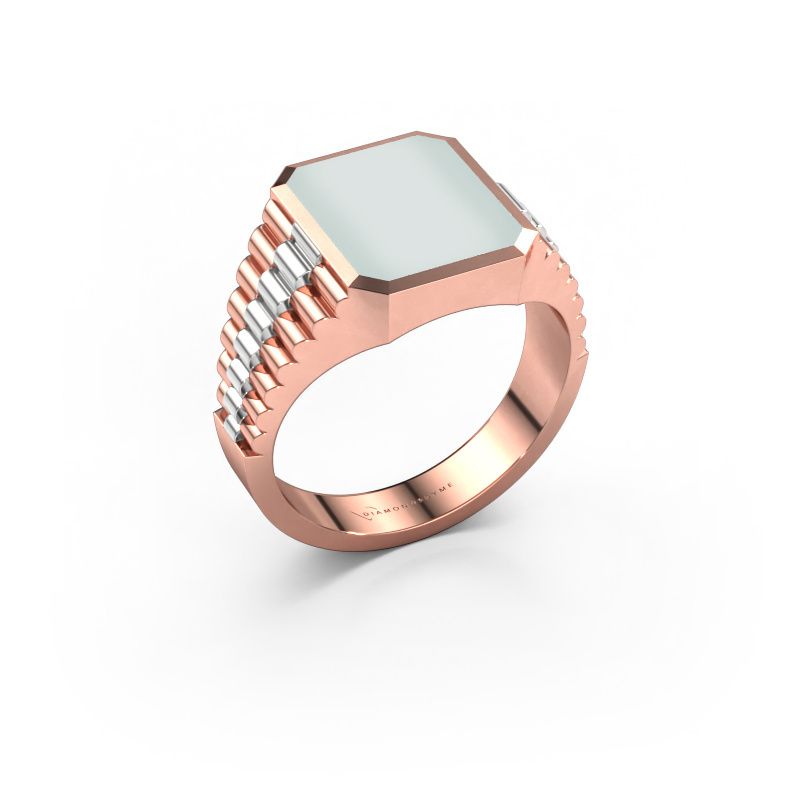 Zegelring Brent 2 585 rosé goud groene lagensteen 12x10 mm
