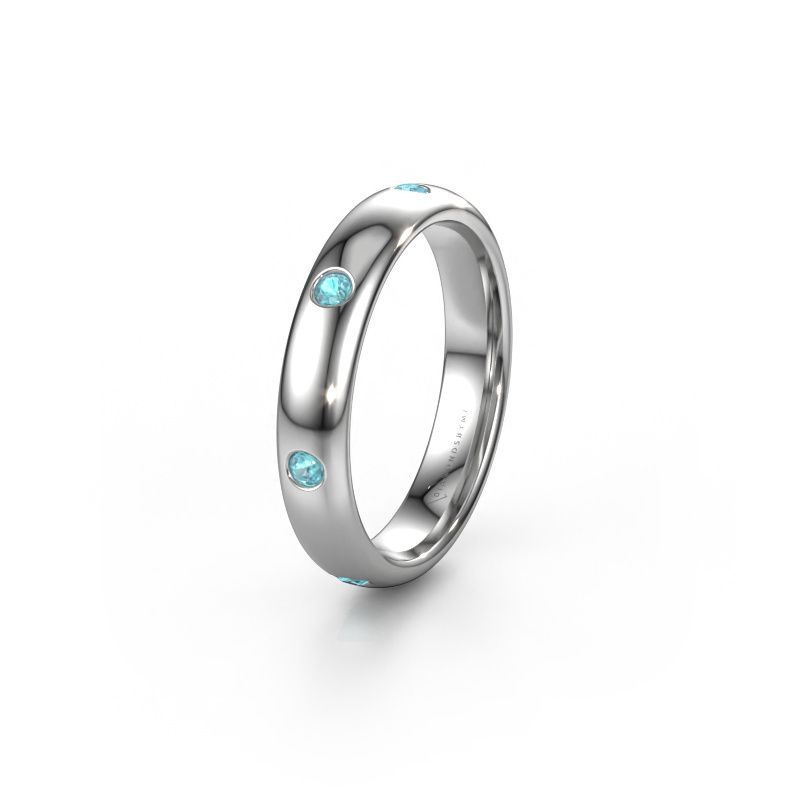 Trouwring WH0105L34BP 585 witgoud blauw topaas ±4x2 mm