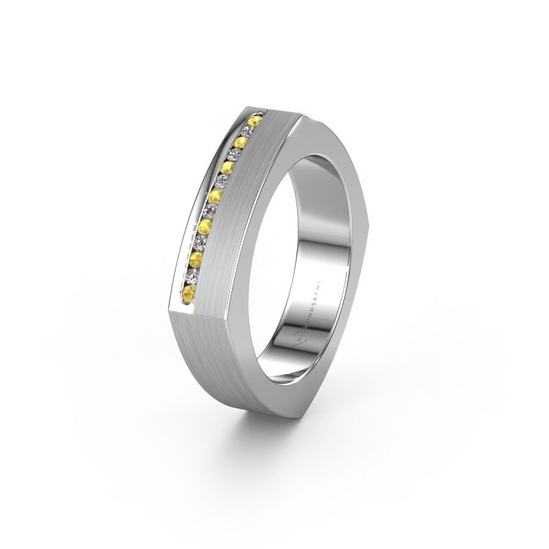 Bague de mariage WH2005L 950 platine saphir jaune ±5x2 mm