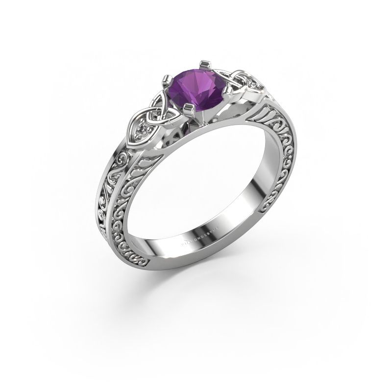 Bague de fiançailles Gillian 585 or blanc améthyste 5 mm