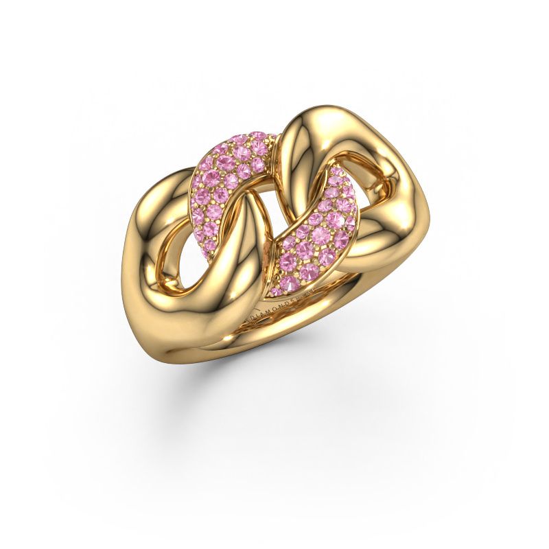 Ring Kylie 2 11mm 585 goud roze saffier 0.8 mm