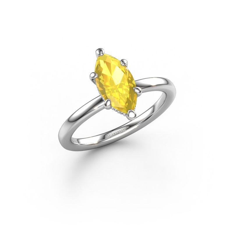 Engagement ring Simone MRQ 2 950 platinum yellow sapphire 11x5.5 mm