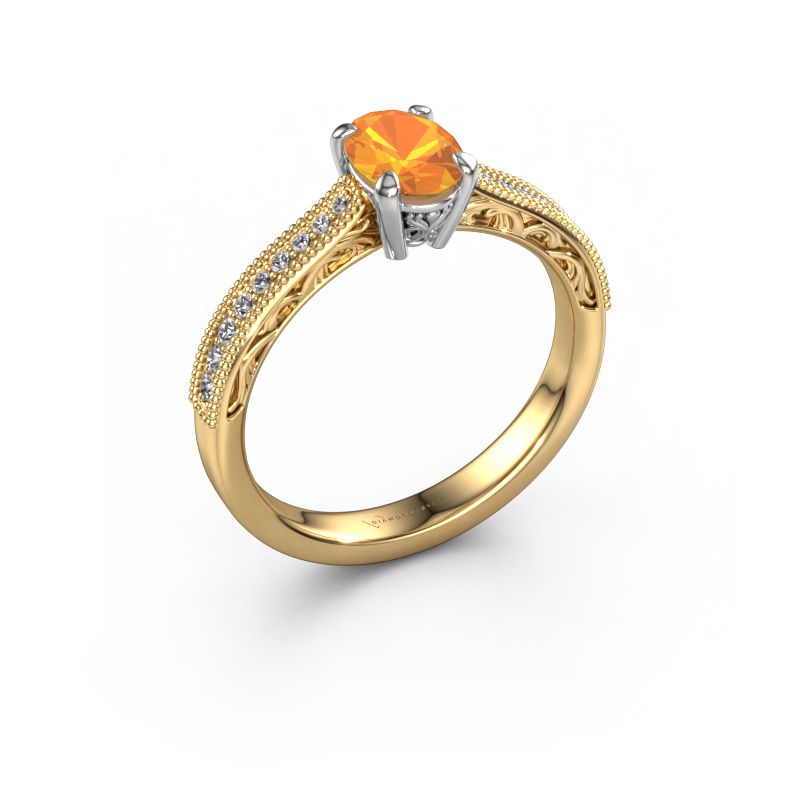 Bague de fiançailles Shonta OVL 585 or jaune citrine 7x5 mm