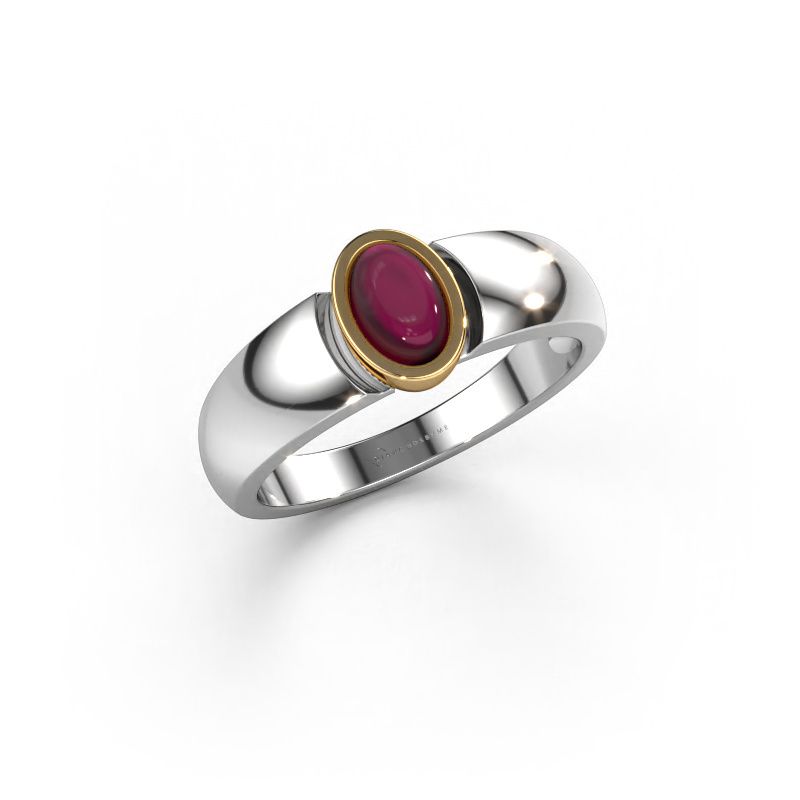 Ring Tonneke 585 Weißgold Granat 6x4 mm