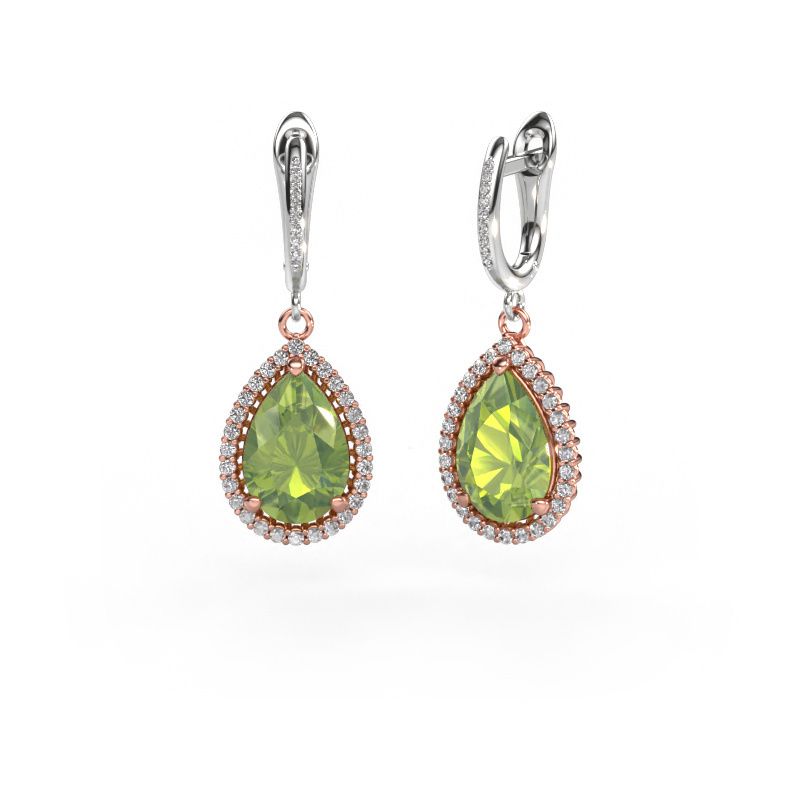 Pendants d'oreilles Tilly per 4 585 or rose péridot 12x8 mm