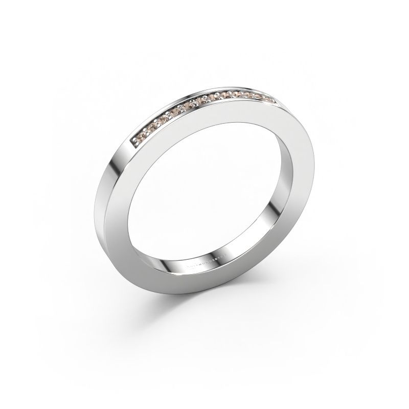 Stackable ring Loes 1 585 white gold brown diamond 0.08 crt