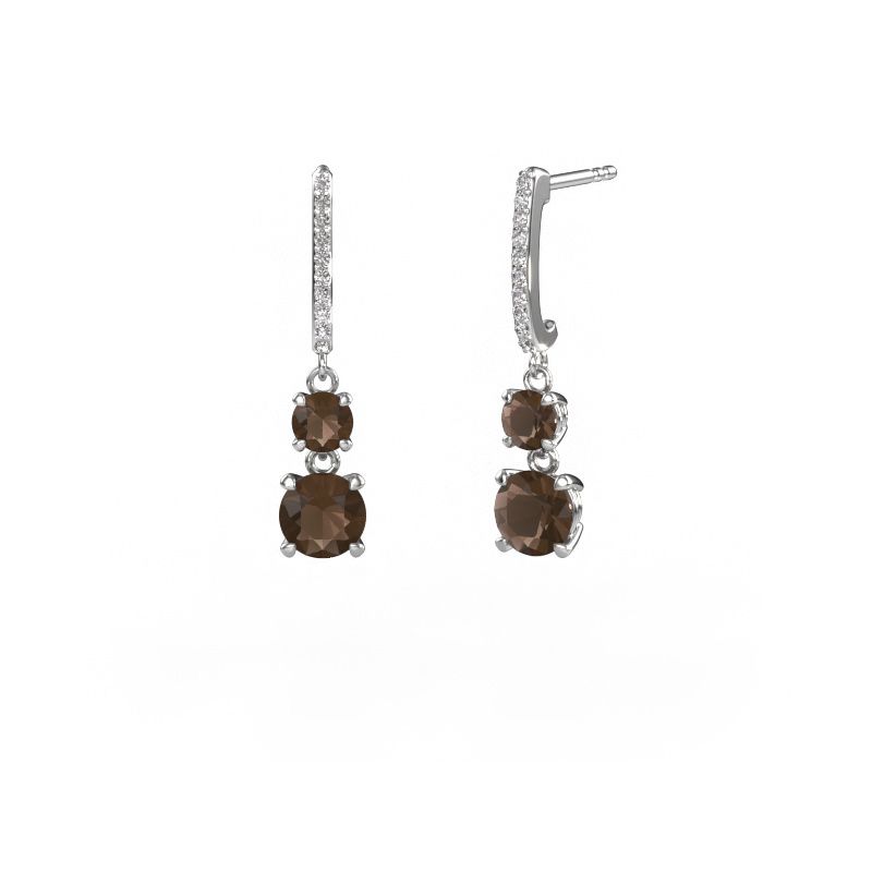 Drop earrings Tanja 2 950 platinum smokey quartz 4.2 mm
