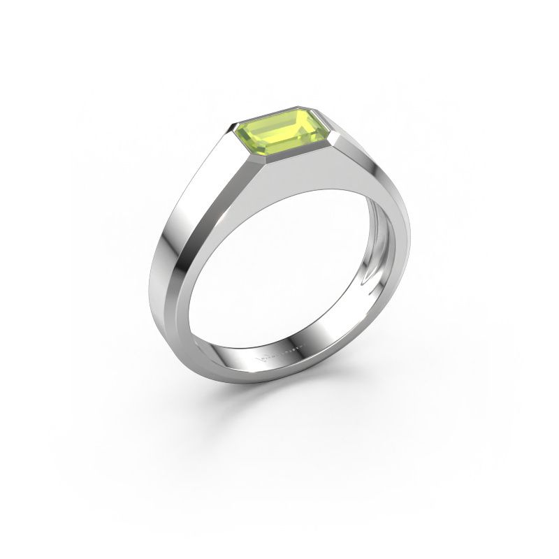 Men's ring Dylan 1 585 white gold peridot 7x5 mm