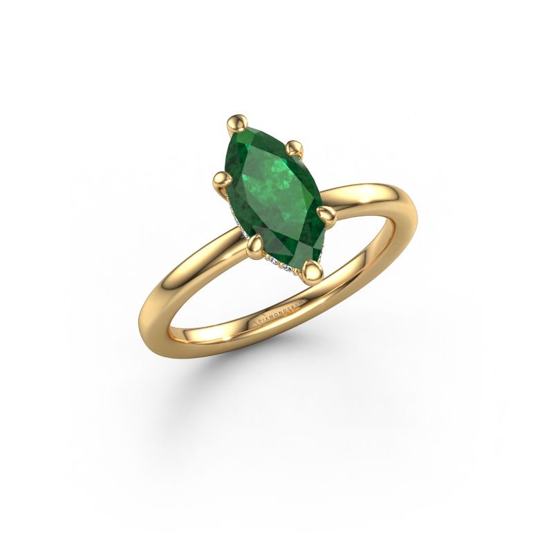 Engagement ring Simone MRQ 2 585 gold emerald 11x5.5 mm