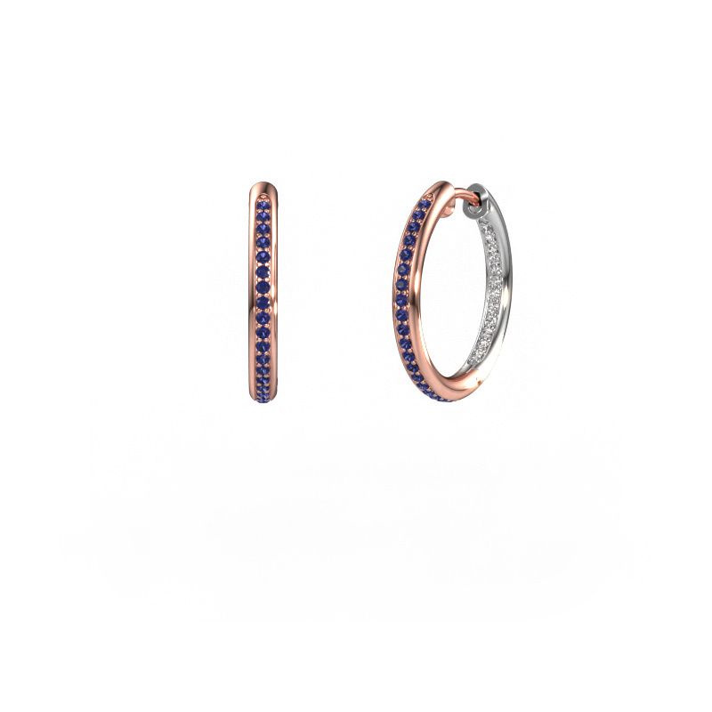 Hoop earrings Sina 15mm 585 rose gold sapphire 1.1 mm