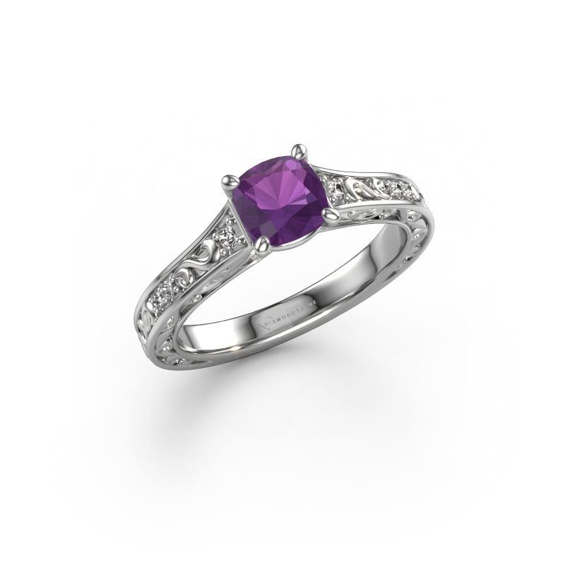 Engagement ring Mallory CUS 585 white gold amethyst 5.5 mm
