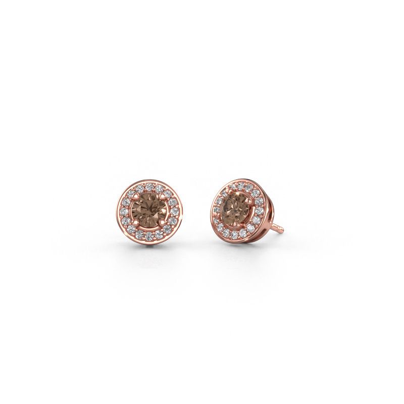 Ohrsteckers Agaat 585 Roségold Braun Diamant 1.32 crt