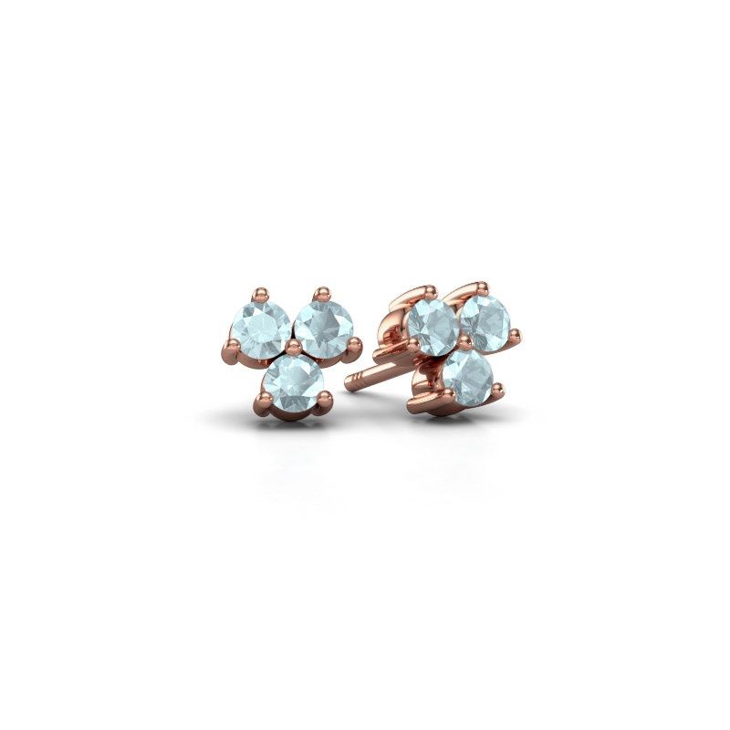 Image of Stud earrings Shirlee 585 rose gold aquamarine 3 mm