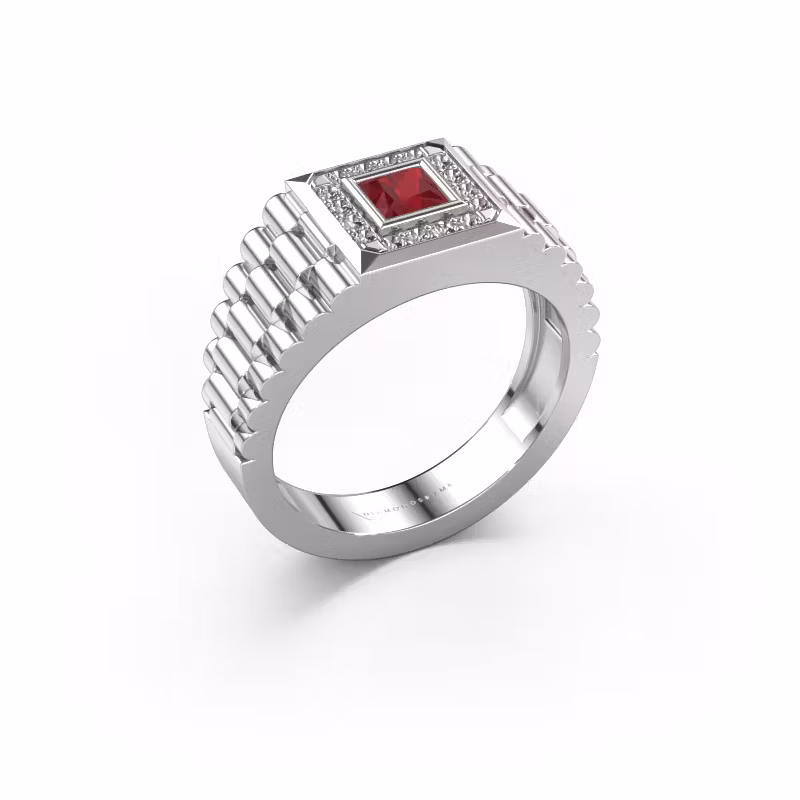 Men's ring Zilan 950 platinum ruby 4 mm