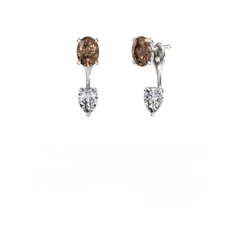 Drop earrings Kate OVL-PER 585 white gold brown diamond 2.70 crt
