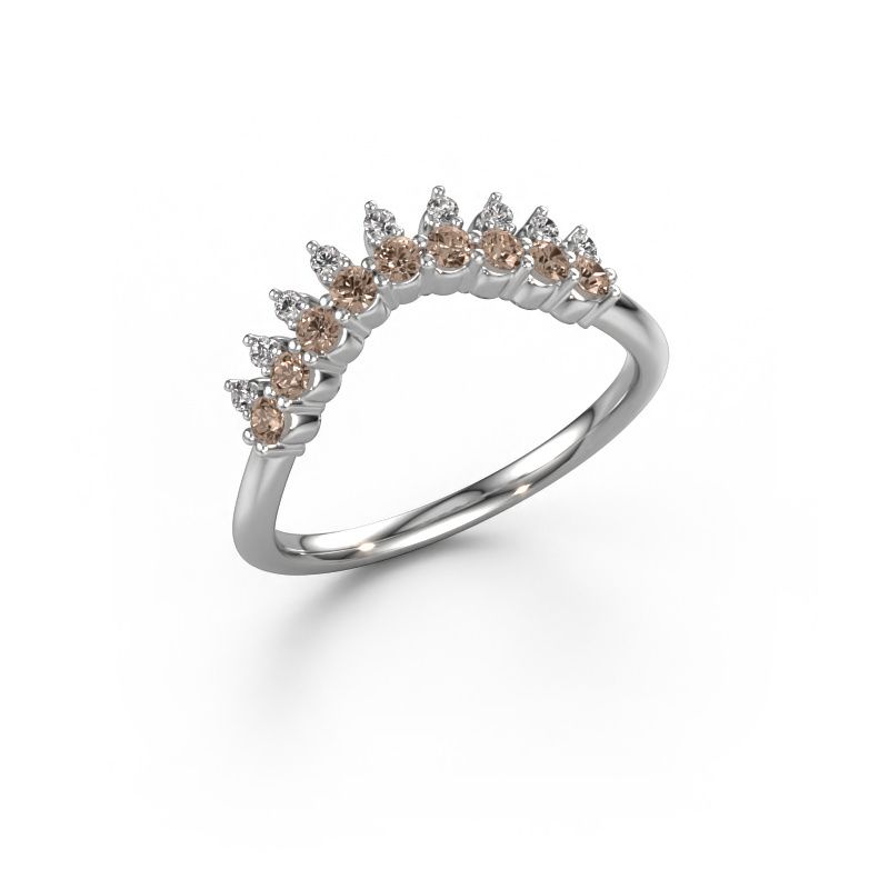 Stackable ring Vivian B 585 white gold brown diamond 0.36 crt