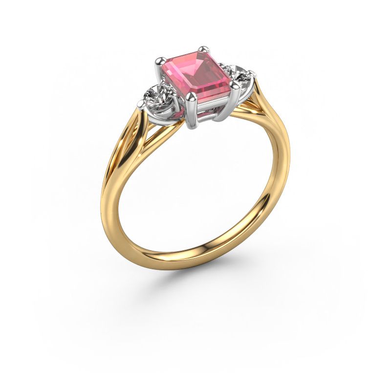 Engagement ring Amie EME 585 gold tourmaline pink 7x5 mm