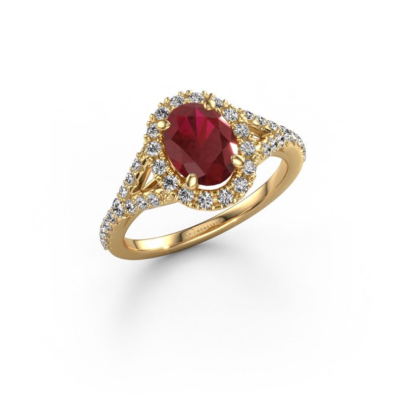Engagement ring Kimber OVL 585 gold ruby 8x6 mm