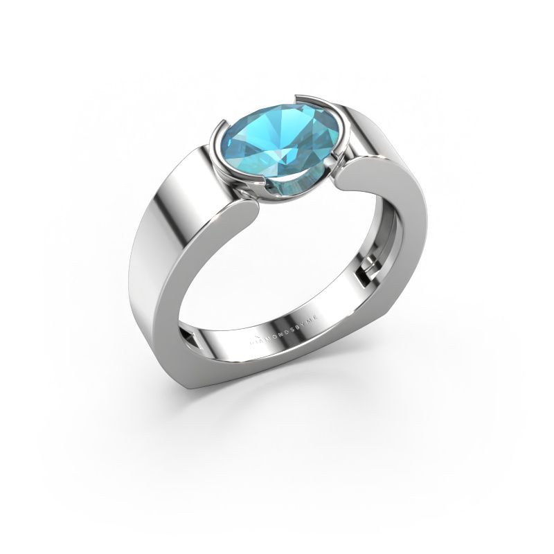 Ring Tonya 950 Platin Blau Topas 8x6 mm