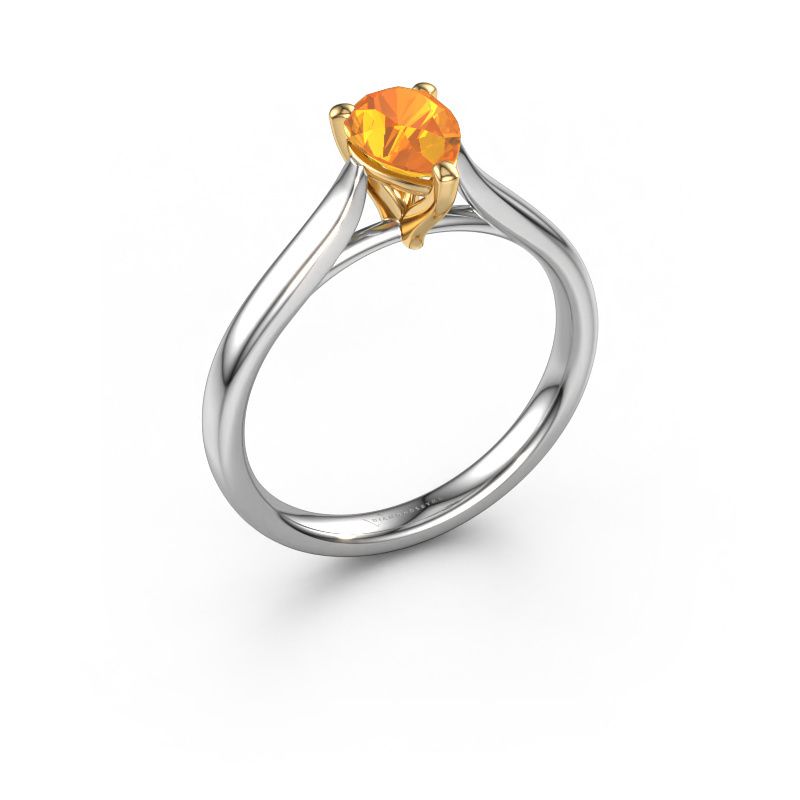 Bague de fiançailles Mignon PER 1 585 or blanc citrine 7x5 mm