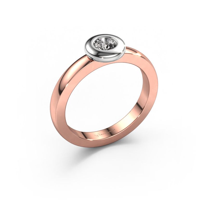 Bague Iris 585 or rose diamant synthétique 0.60 crt