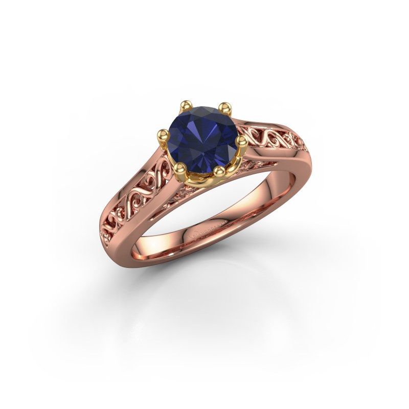 Image of Engagement ring shan<br/>585 rose gold<br/>Sapphire 6 mm