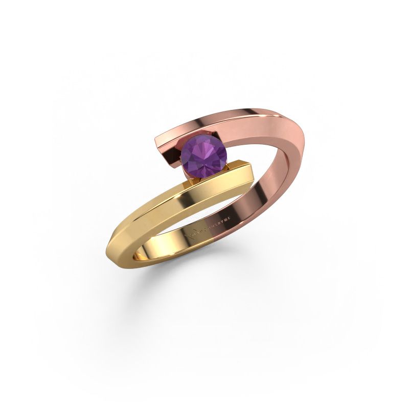 Ring Paulette 585 rosé goud amethist 3.4 mm