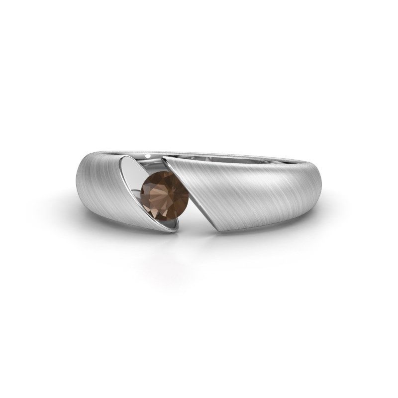 Image de Bague de fiançailles Hojalien 1<br/>585 or blanc<br/>Quartz fumé 4 mm
