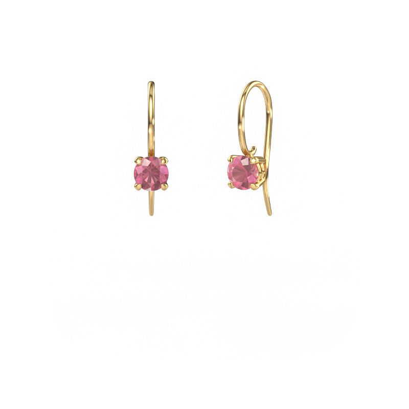 Drop earrings Cleo RND 585 gold tourmaline pink 5 mm
