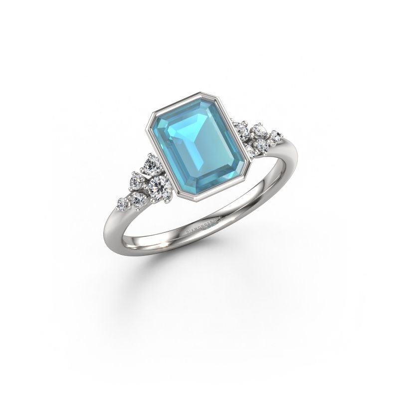 Engagement ring Aliyah EME 950 platinum blue topaz 8x6 mm