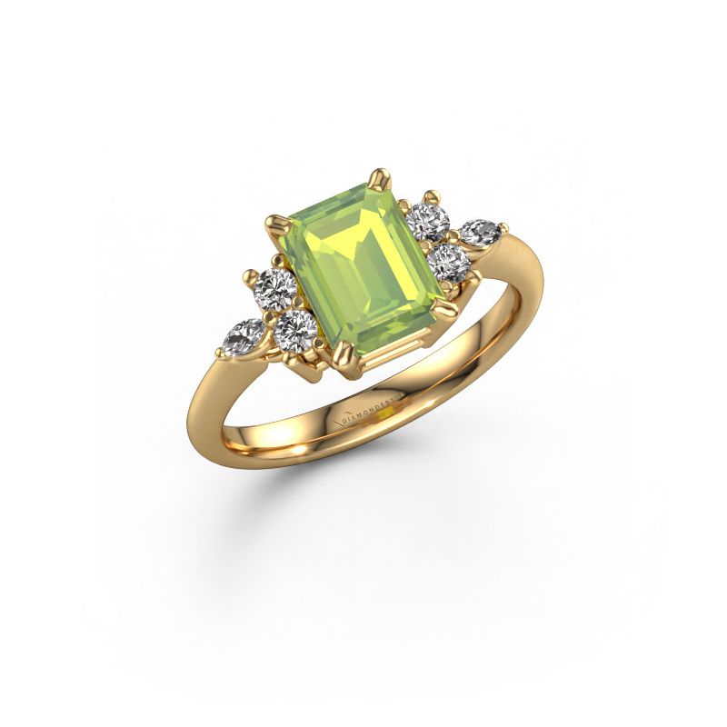 Anillo Sade 585 oro peridoto 8x6 mm