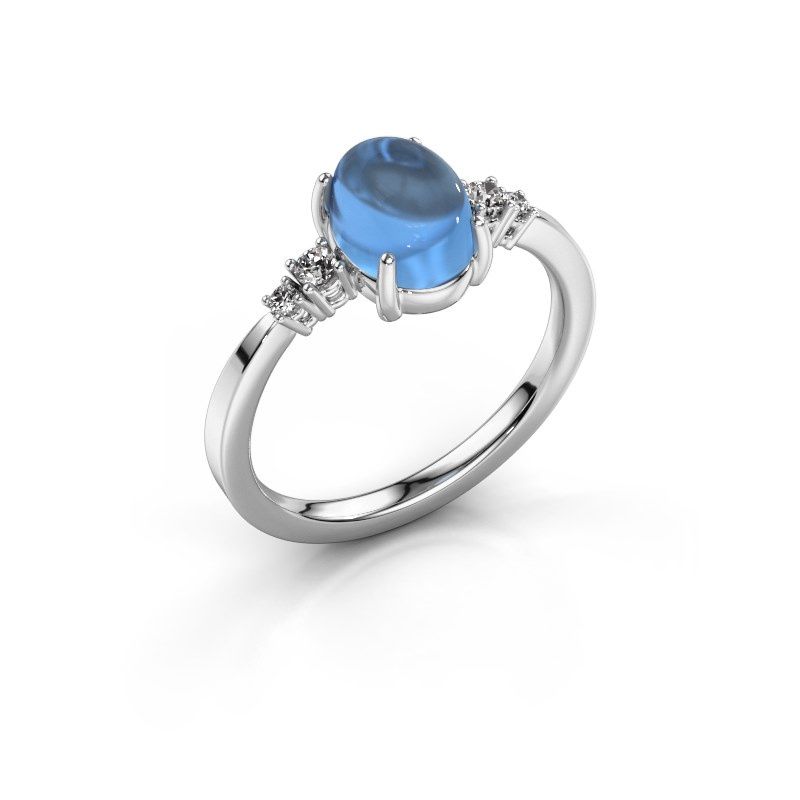 Afbeelding van Ring Jelke<br/>950 platina<br/>Blauw topaas 8x6 mm