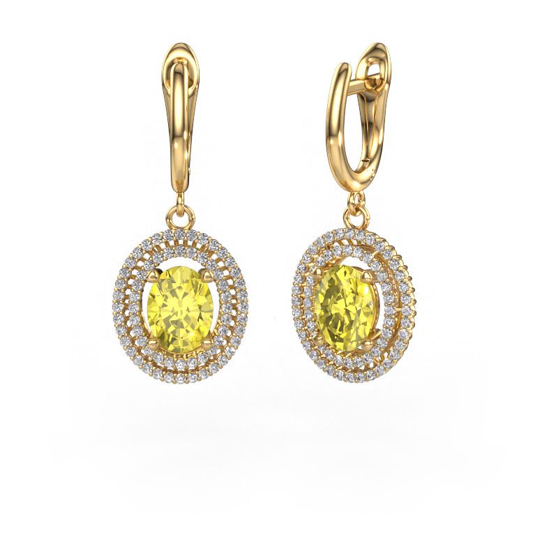 Drop earrings Karren 585 gold yellow lab grown diamond 8x6 mm