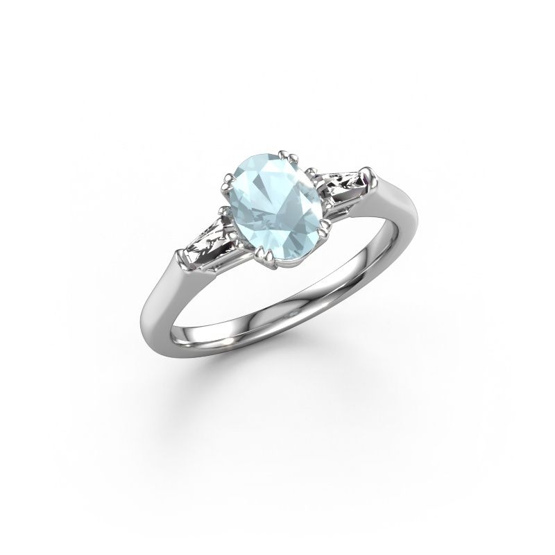Engagement ring Indy OVL 950 platinum aquamarine 8x6 mm