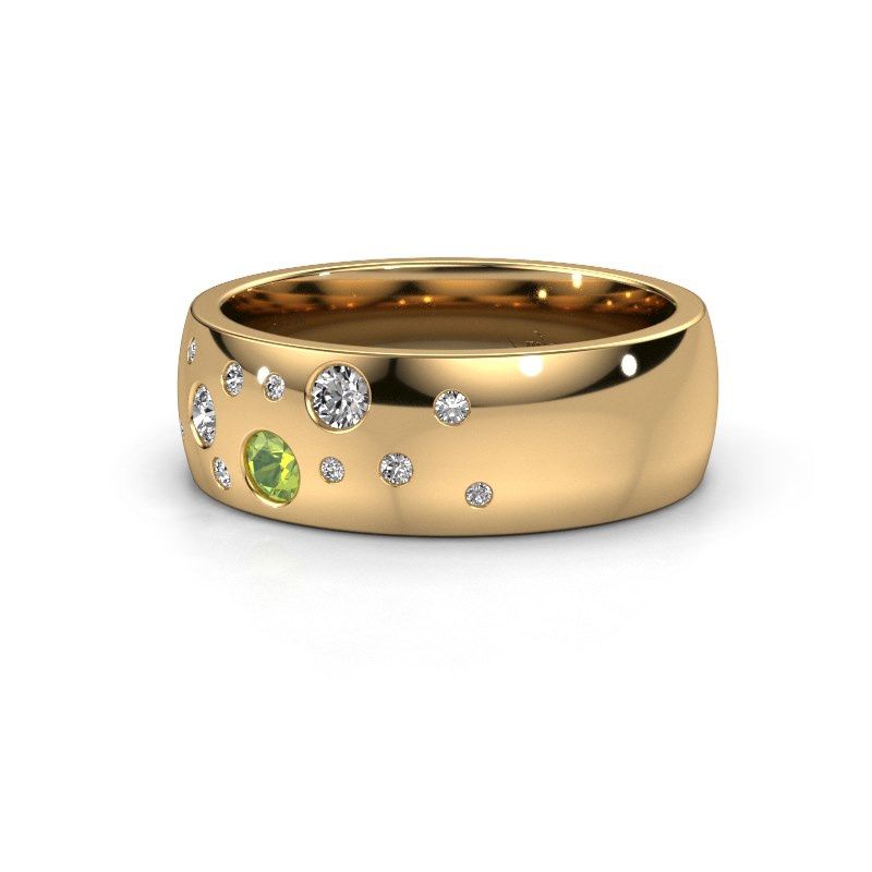 Afbeelding van Trouwring WH0141L26BP 585 goud peridoot ±7x2 mm