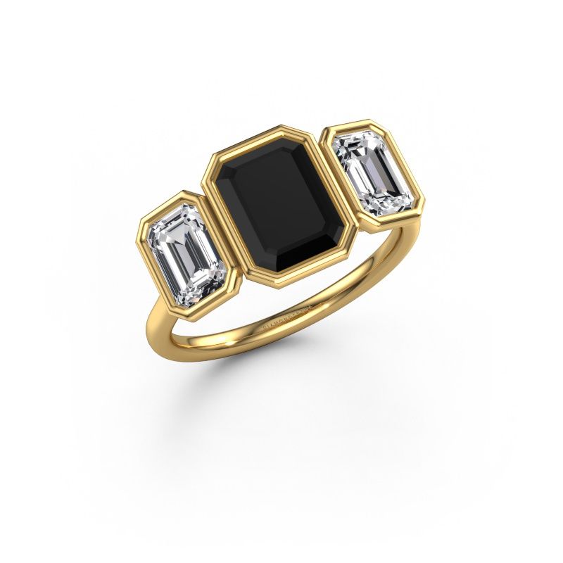 Bague de fiançailles Lavon 3 EME 585 or jaune diamant noir 3.50 crt