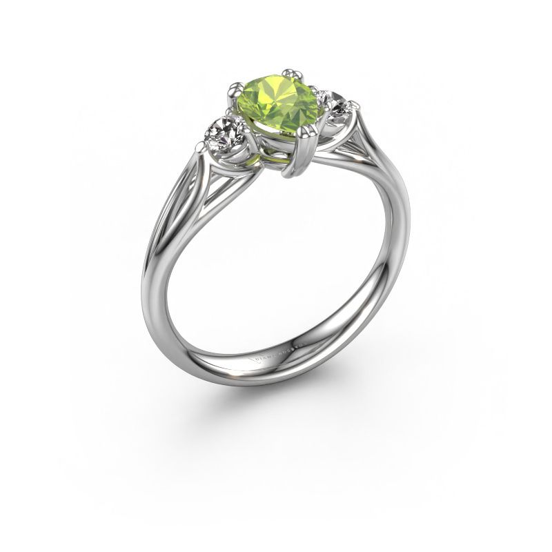 Engagement ring Amie per 950 platinum peridot 7x5 mm