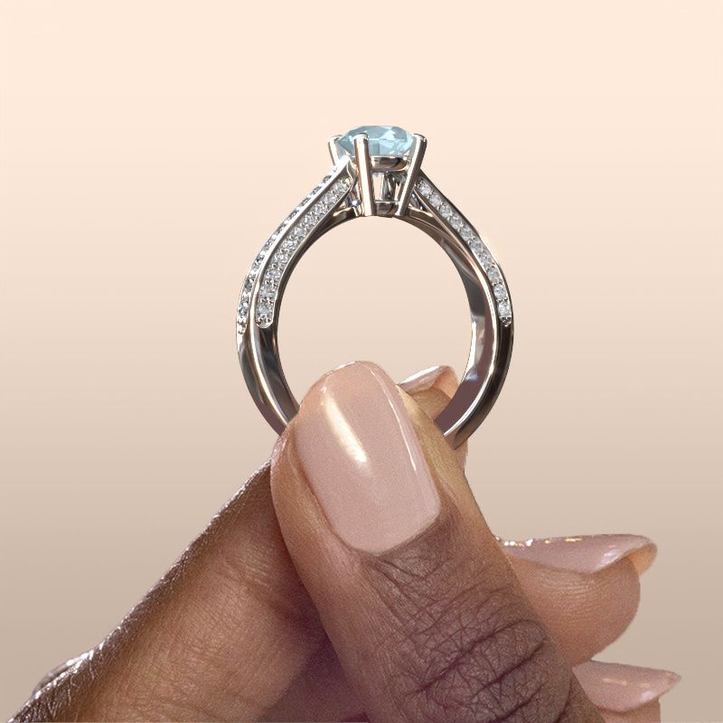 Image of Engagement ring Ruby rnd 585 white gold aquamarine 5.7 mm