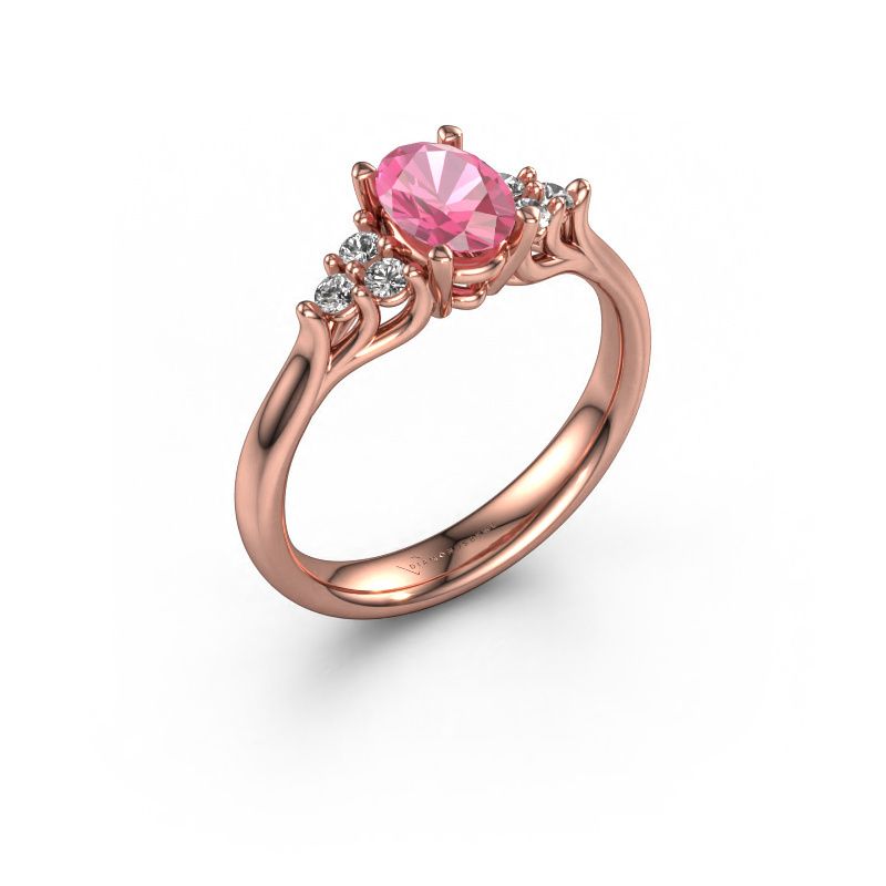 Verlobungsring Monika OVL 585 Roségold Pink Saphir 7x5 mm