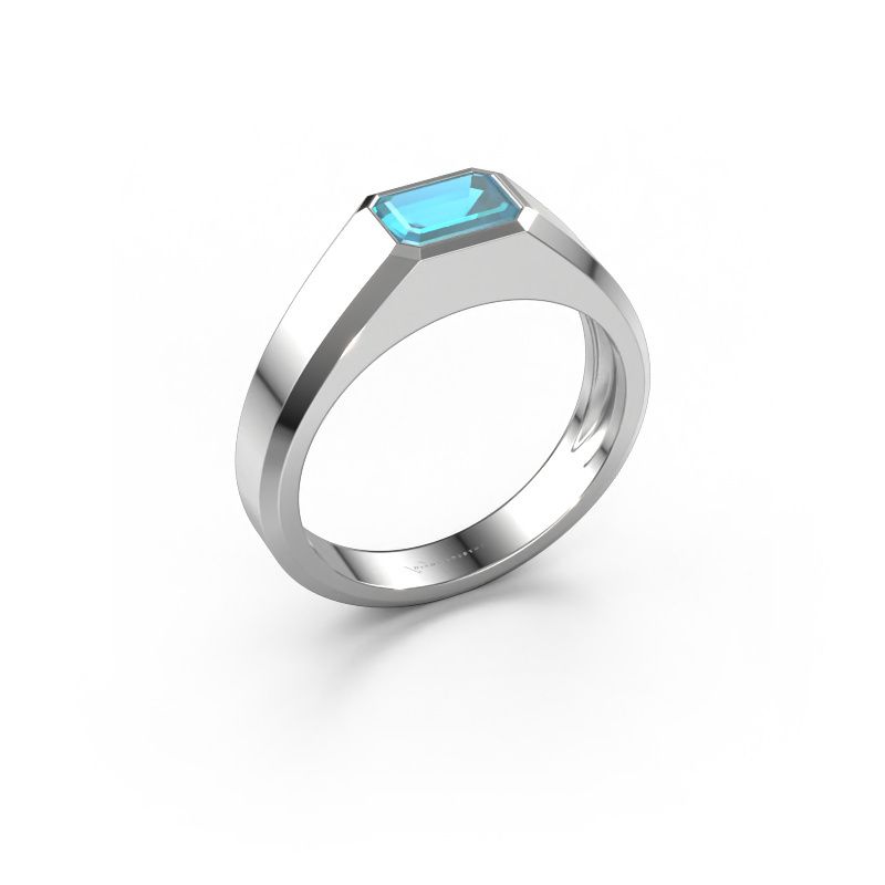 Men's ring Dylan 1 585 white gold blue topaz 7x5 mm