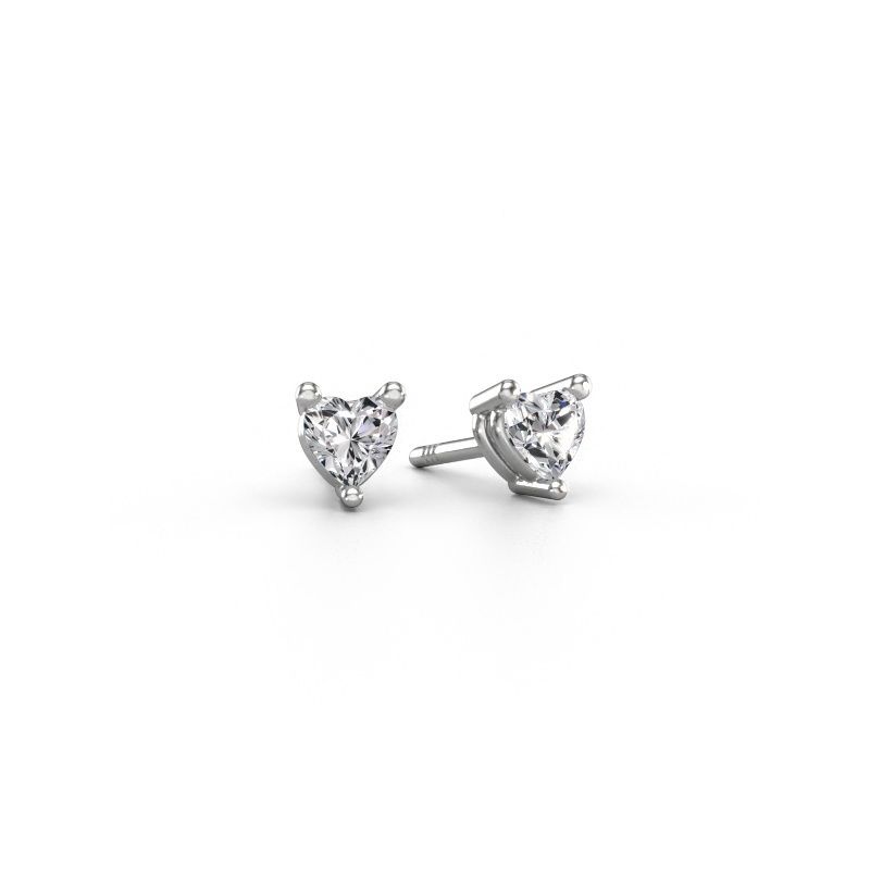 Clous d'oreilles Garnet 585 or blanc diamant synthétique 0.50 crt
